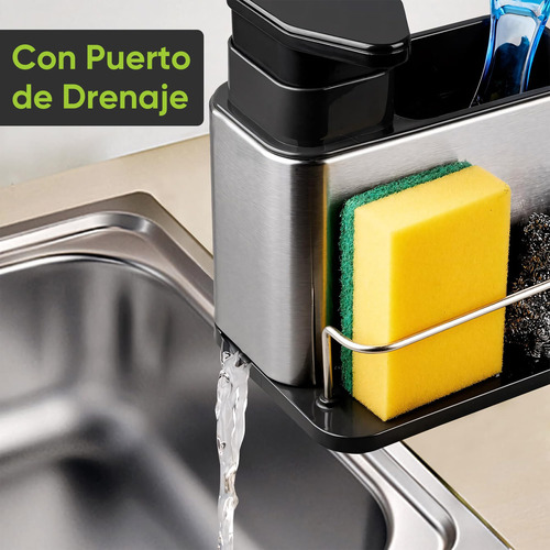 3 En 1 Dispensador De Jabón Con Soporte Para Esponja Y