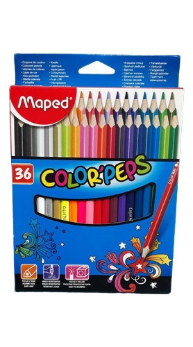 Set Caja De Lapices De Color Maped X36 Escolares Color Peps