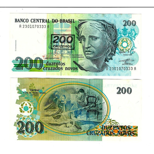 Brasil - Billete 200 Cruzeiros 1990 Sobreimpreso - Unc