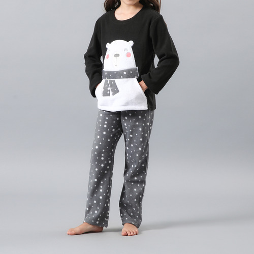 Pijama Kids Microfleece Bolsillo Flores 33521-2