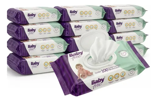 Lenços Umedecidos Baby Free 1200 Unidades Kit 12 Pacotes