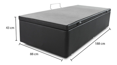 Box Baú Solteiro 88x188cm Courvin Preto