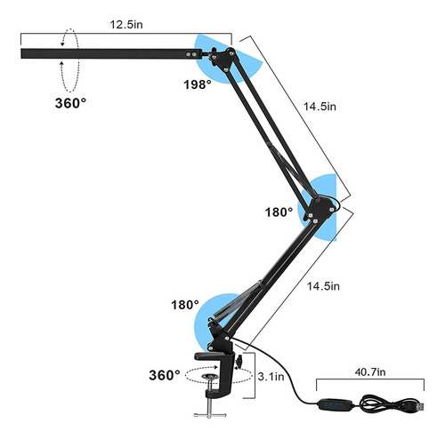 Lámpara De Escritorio Led F Con Pinza Fo1f Lámpara De Arquit