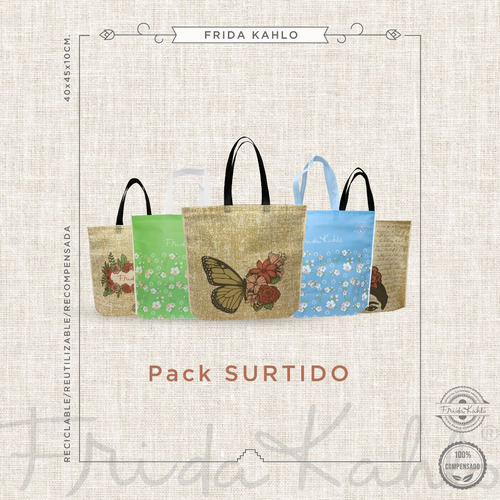 100 Bolsas Para Regalo Reutilizables Frida Kahlo Original