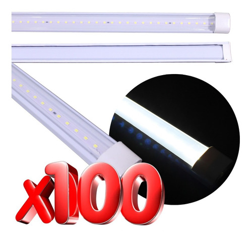 Paquete De 100 Regletas Tubo Led Con Conector Integrado 22w