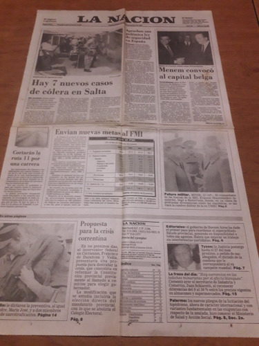 Tapa Diario La Nación 14 02 1992 Salta Colera José Cantilo 