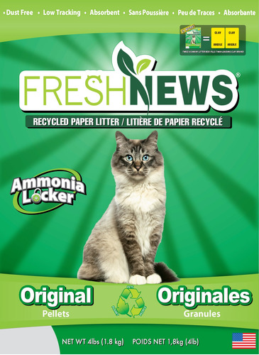 Fresh News Papel Reciclado, Arena Original Para Gatos De Pe.