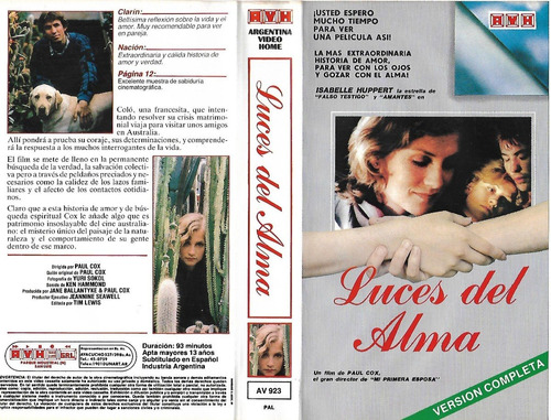 Luces Del Alma Vhs Cactus Isabelle Huppert Robert Menzies