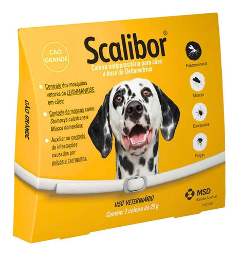 Coleira Antiparasita Scalibor 65 cm Proteção 4 Meses Pulgas e Mosquitos