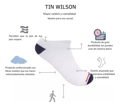 3 Pares Calcetin Tin No Show Para Niño Wilson A5121 Blanco