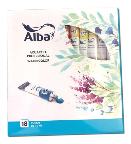 Caja Alba Acuarela Profesionales 10ml X 18 Colores