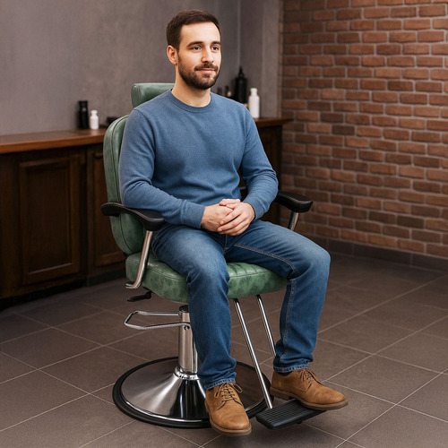 Sillon Silla Barberia Estetica Clasica 360° Moderna Verde