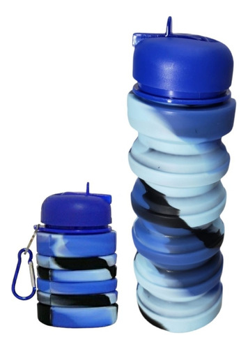 Cresko Botella Plegable Flexible Silicona 500 Ml Deportiva Color Azul