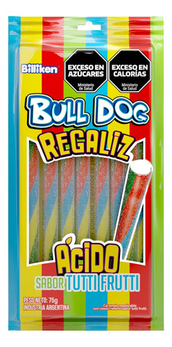 Bull Dog Regaliz Acido Tutti Frutti 75gr X 6un - Cioccolato