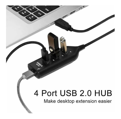 Imagen 4 de 8 de Hub Usb 4 Puertos Múltiple Adpatador Zapatilla Multiplicador