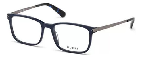 Óculos Armação Guess Gu1963 092 Masculino Retangular Azul