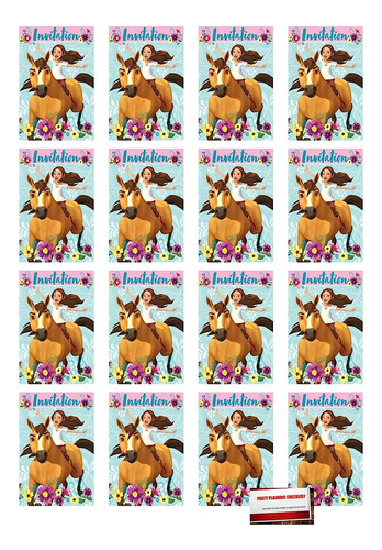 (paquete De 16) Spirit Riding Free Horse Pony Birthday Invit