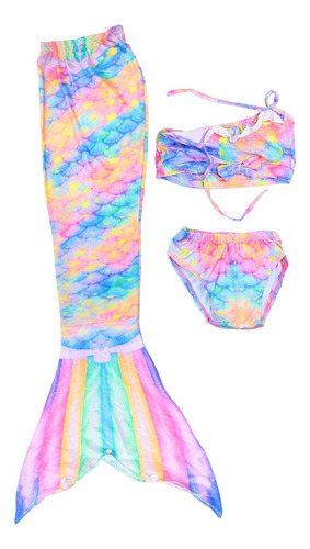 Sirena Cola Y Bikini Niñas Traje De Baño Set Envío Gratis