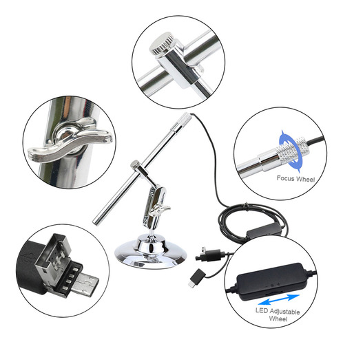 Microscopio Digital Usb Portátil 10x-200x Con Cmos Avanzado