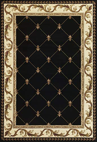 Alfombra Fleur-de-lis, 5'3  X 7'7 , Negro