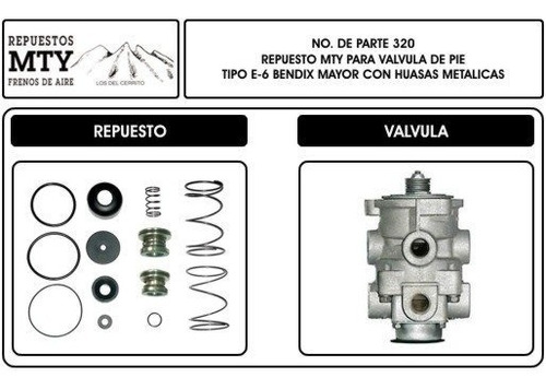 Frenos De Aire Repuesto Mty 320 Válvula De Pie Tipo E-6