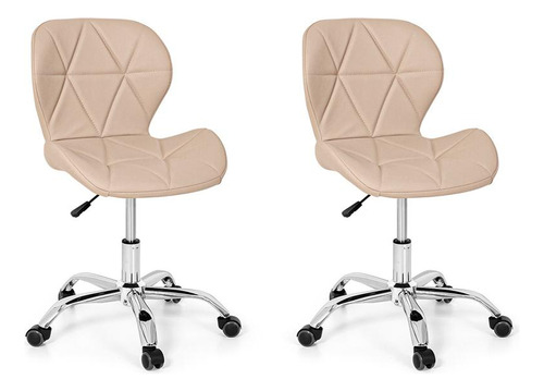 Cadeira de escritório Império Brazil Business Slim ergonômica  nude com estofado de couro sintético x 2 unidades