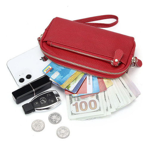 Cartera De Piel Auténtica, For Guardar El Teléfono, Práctic