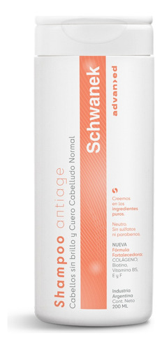 Shampoo Schwanek Antiage Advanced Con Colageno Sin Sulfatos