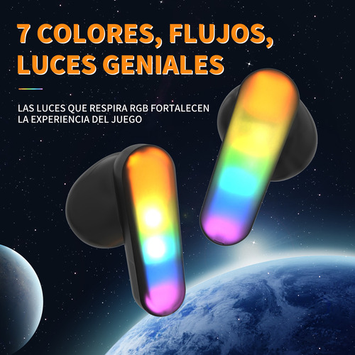 Audífonos Bluetooth TRYMISS K75 In-ear Gamer Tws reducción de ruido rgb color negro auidifonons bluetooth auriculares inalambricos