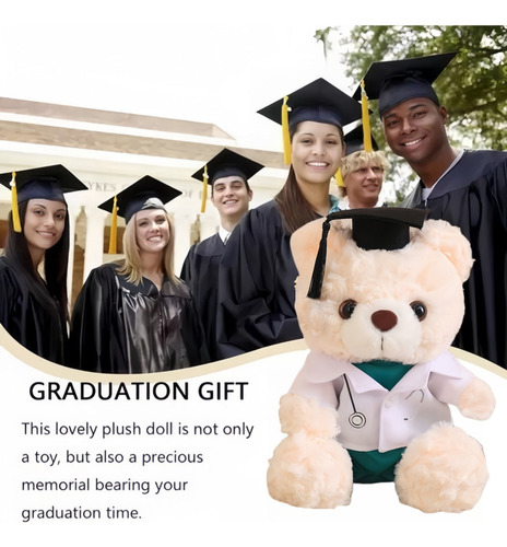 Bonito Peluche De 23 Cm Con Forma De Oso De Graduación