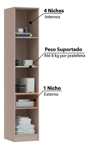 Guarda Roupa Modulado Requinte 2 Portas/1 Nicho-duna Line Cor Rosa