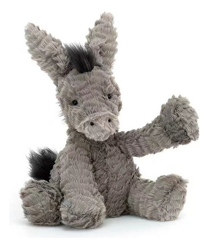 Muñeco De Peluche Con Forma De Burro Gris Simulado, Pequeño