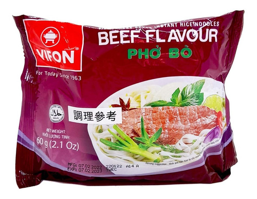 Fideos De Arroz Instantáneos Sabor Carne 60 Gr Vifon Vietnam