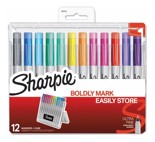 Imagen 1 de 4 de Marcadores Permanentes Sharpie Uitra Fino X 12 Colores