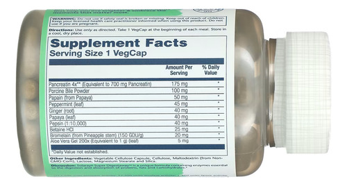 Enzimas digestivas Super Digestaway, 180 cápsulas vegetarianas, Solaray USA