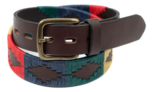 Gaucholife Polo Belt Cinturón De Cuero Cosido A Mano (multic