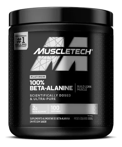 Beta Alanina 200g Muscletech 100% Pure Pre Workout Sabor Sem Sabor