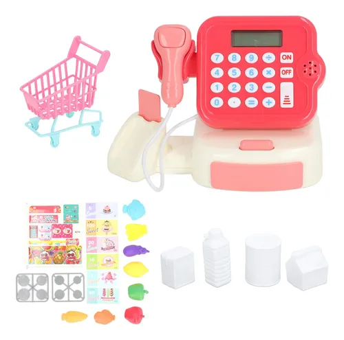 Caja Registradora De Juguete Con 77 Accesorios – Escáner Con Sonido, Calculadora, Cajón Y Micro – Juego De Rol De Supermercado Para Niños De 3 A 7 Años, Incluye Billetes, Monedas Y Productos