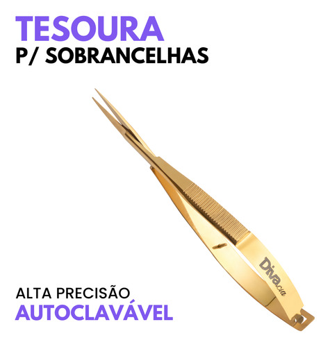 Tesoura Sobrancelha Reta Castroviejo Aço Inox Autoclave 12cm