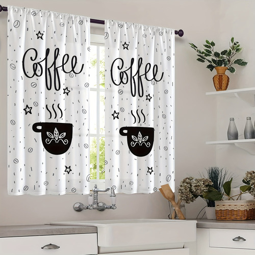 Wa Cortina De Cocina Sencilla Con Estampado De Café Para