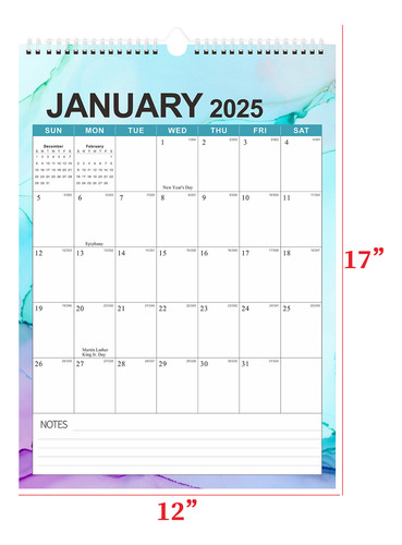 Calendario De Pared 2025, Versión Navideña, Versión En Inglé