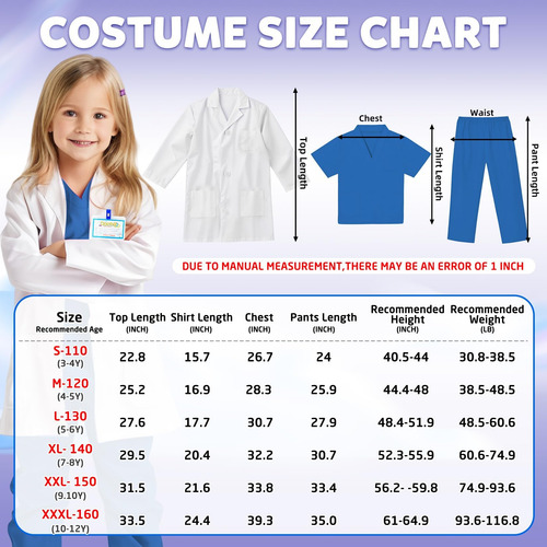 Disfraz De Doctor Riorand Para Niños Con Estetoscopio, Bata