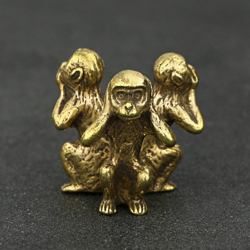 Estatuilla De Mono Estatua De Latón Adorno Hecho A Mano Oro