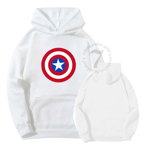 Poleron Canguro Capitan America Logo Escudo Mujer/hombre