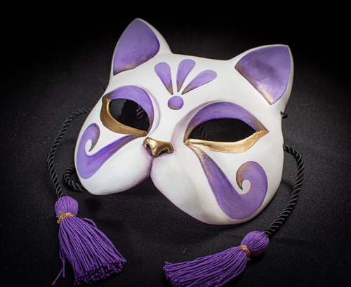 Máscara Sculpture Mask Neko Gato Decorativa