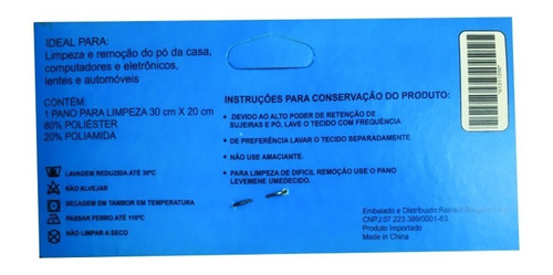 Pano Mágico Kit C/ 4 Panos Microfibra 30x20cm P/ Limpeza