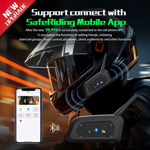 Par De Intercomunicadores V6 Pro+ E Controle De Guidão Euc