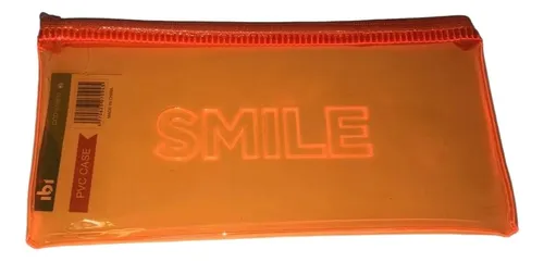 Cartuchera Canopla Chata Pvc Frases 1 Cierre Ibi Color Naranja Smile