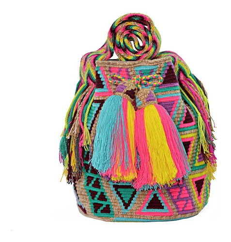 Mochila Wayuu 100% Original Exclusivo Colorido + Obsequio