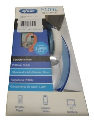 Fone De Ouvido - Cabo Flat P2 Dobrável Knup - Kp-313